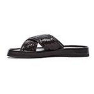 DVF Sarita Slide Sandal Black Sequin Flat